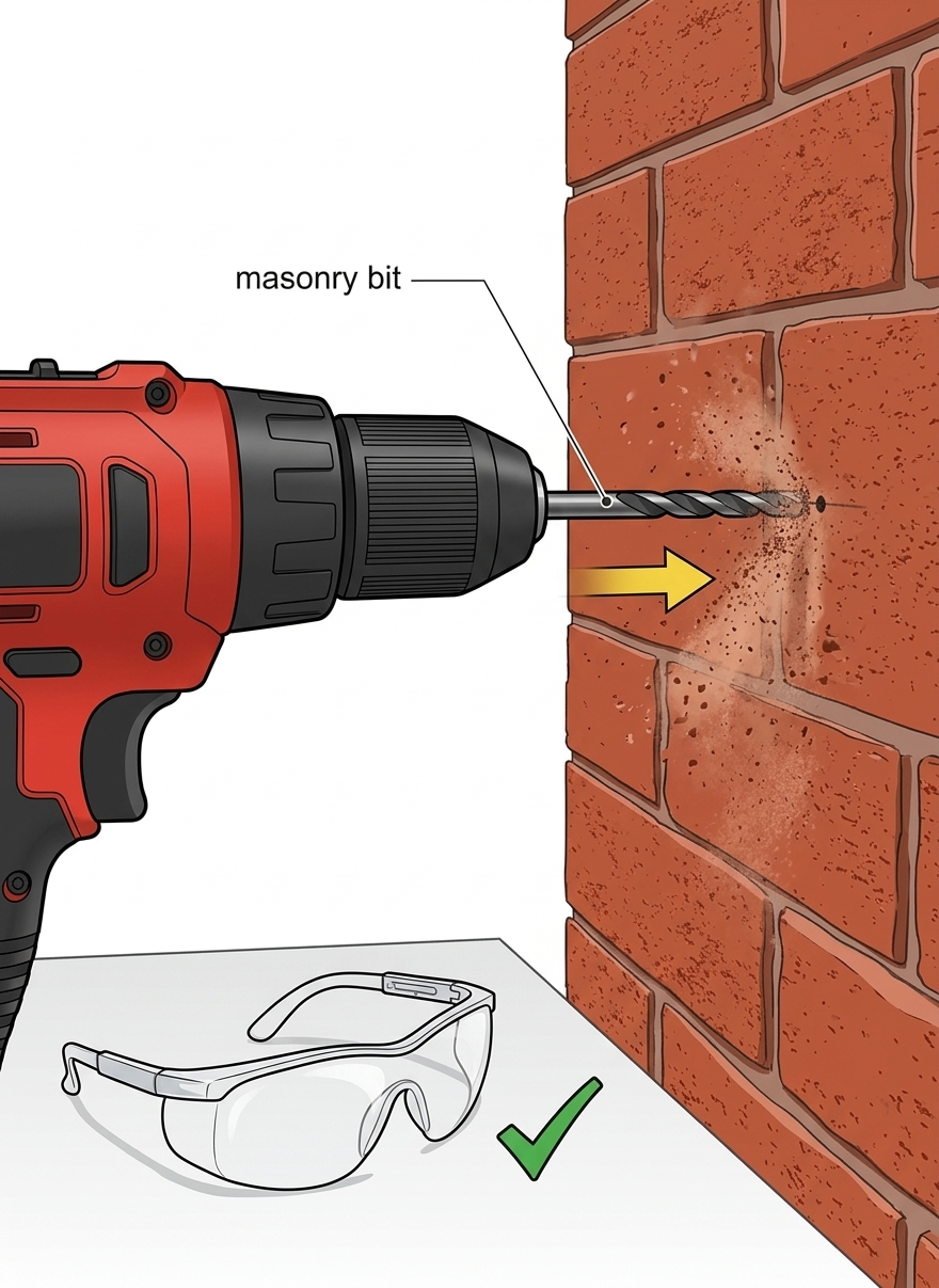 Drill holes into brick