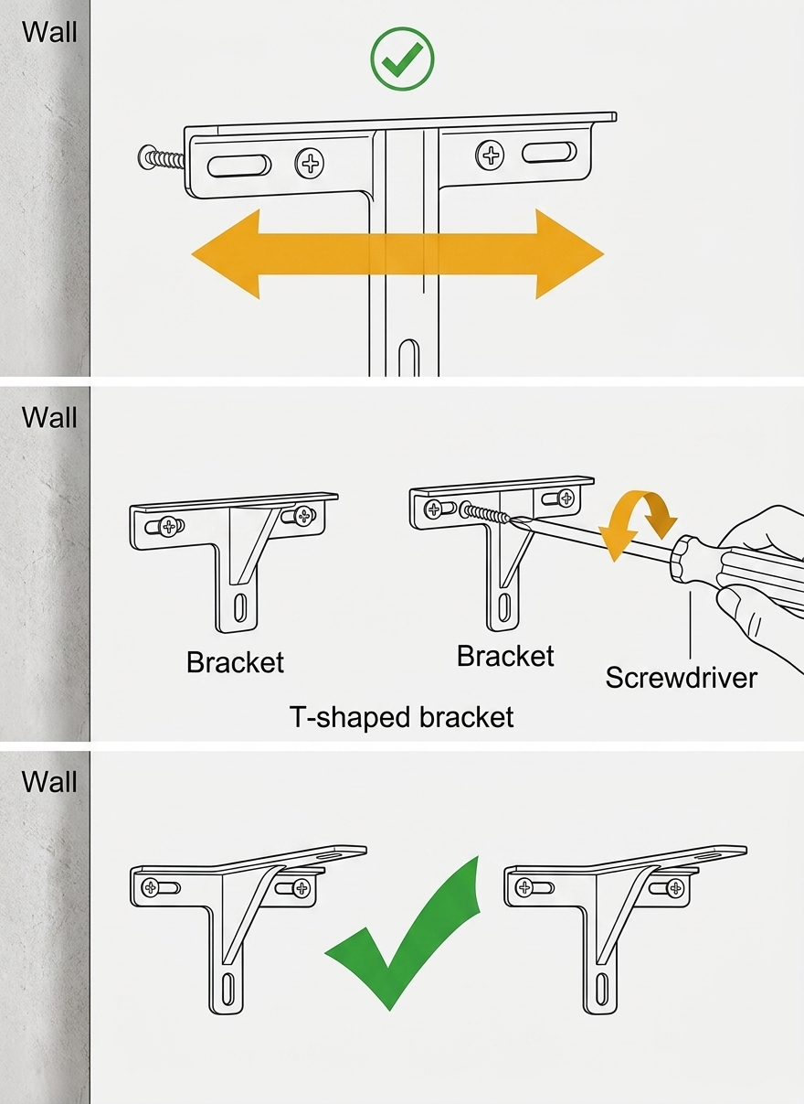 Align brackets, then tighten